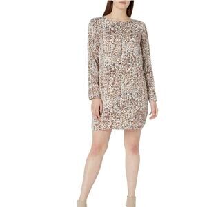 A|X ARMANI EXCHANGE Women's Printed Tie Shift Dress Cream Multi Color 6 Belted